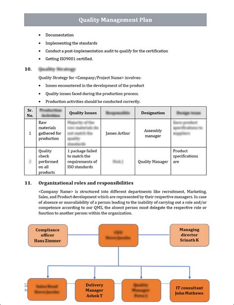 Iso 9001qms Quality Management Plan Template Iso Templates And
