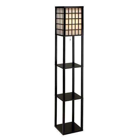 Adesso Middleton 63 in. Black Wooden Shelf Floor Lamp-3672-01 - The Home Depot