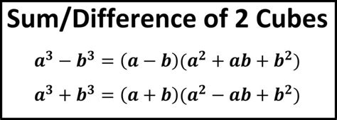 Sums And Differences Of Cubes Worksheet