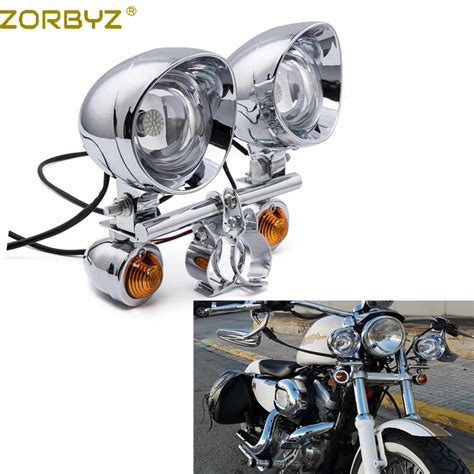 ZORBYZ Motorcycle Chrome LED Driving Passing Spot Fog Lights Bar Bullet