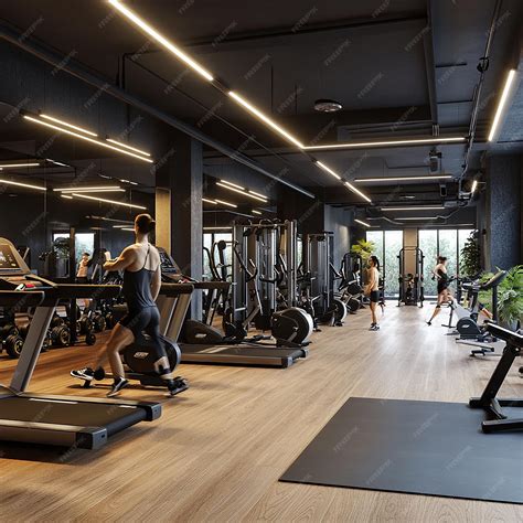 Strength in Motion Realistic Gym Scene with Diverse Athletes | Premium