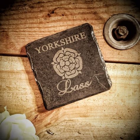 Yorkshire Lass Slate Coaster Gift 11cm Platters Slate