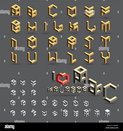 Cubic Geometric Font Symbol Icon And Logo Set Stock Vector Image