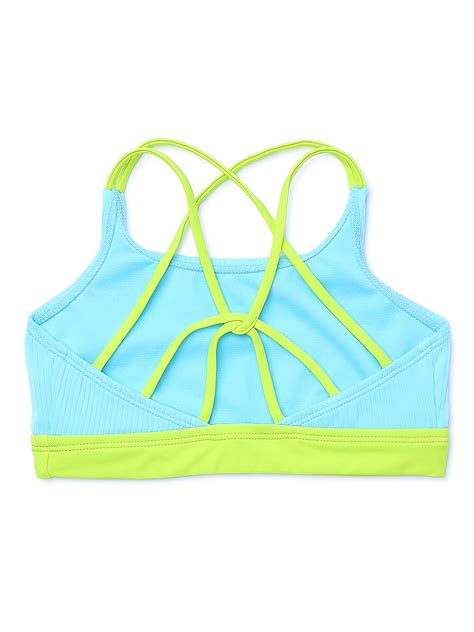 Reebok Girls’ Strappy Back High Neck Bikini Top With Scoop Bottoms Swimsuit Upf 50 2 Piece