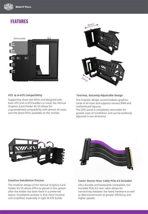 Cooler Master Vertical Graphics Card Holder Kit ( MCA-U000R-KFVK03 ...