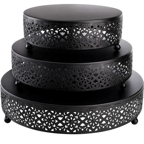 Amazon Hedume Set Of 3 Black Cake Stand Round Metal Cake Stands