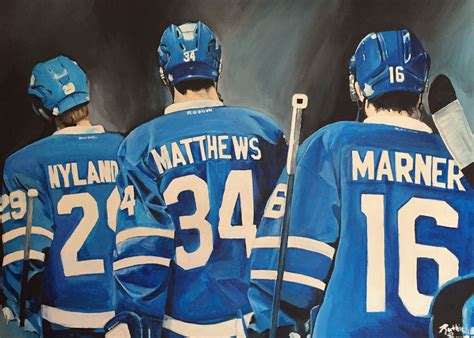 Painting Of William Nylander Auston Matthews Mitch Marner Of The