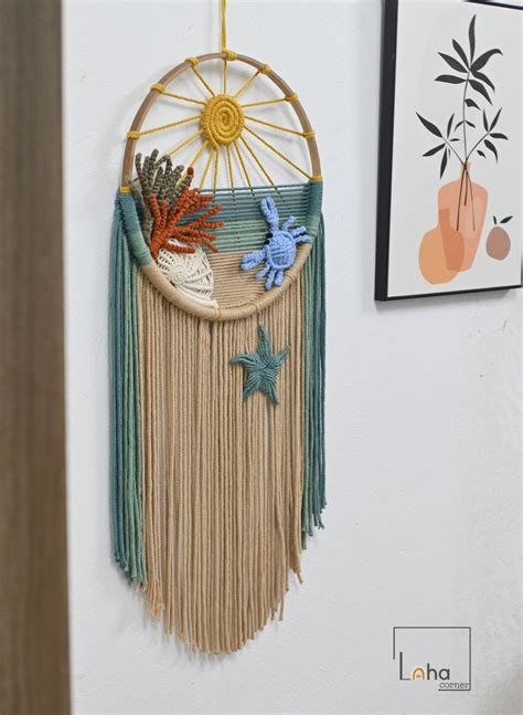 Sun Dreamcatcher Macrame Wall Hanging Ocean Themed Room Decoration