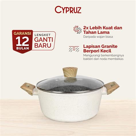 Jual Cypruz Casserole Pan Stock Pot White Granite Series Panci Anti