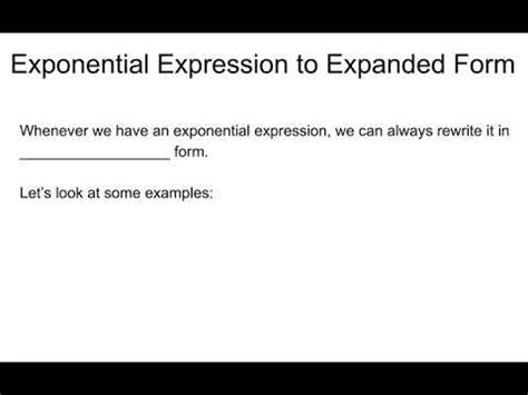 Exponential Expression To Expanded Form Youtube