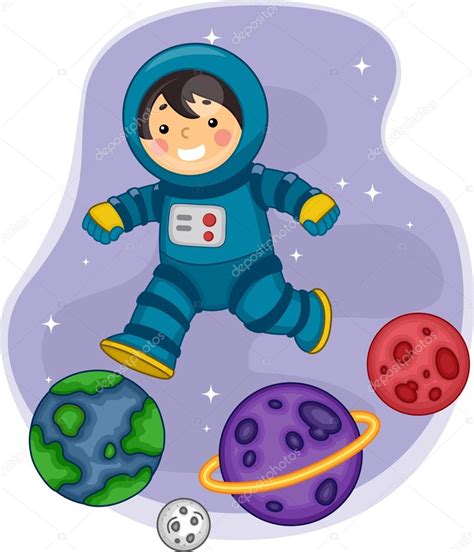 Niño Astronauta Saltando Sobre Los Planetas — Foto De Stock 26420545