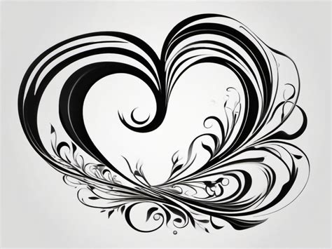 Abstract Black Heart Swirls Tattoo. Spiraling Depths Of