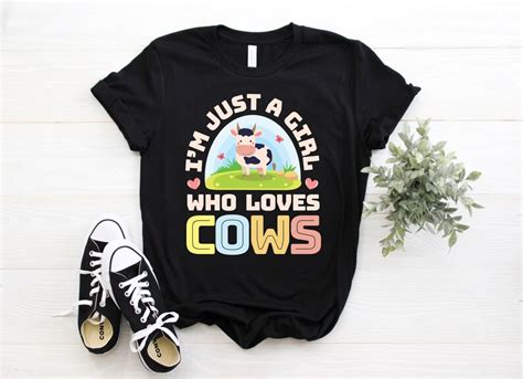 Just A Girl Who Loves Cows T Shirt Funny Cow Shirts Cute Cow Etsy