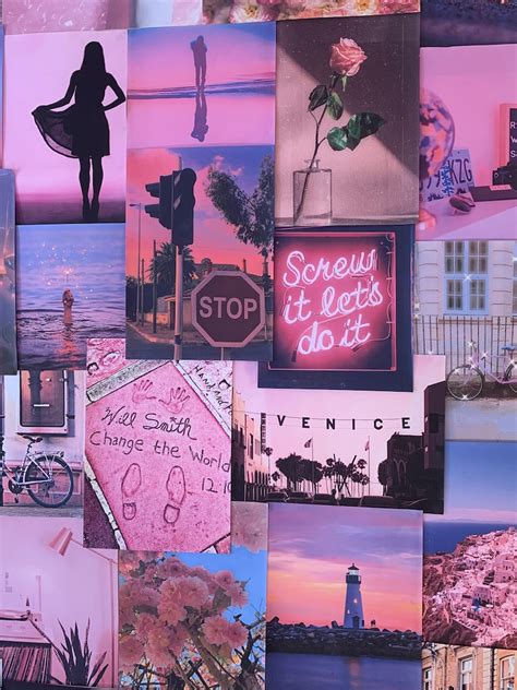 Pink Aesthetic Pretty Retro Wall Collage Kit Vsco Vintage Room Etsy