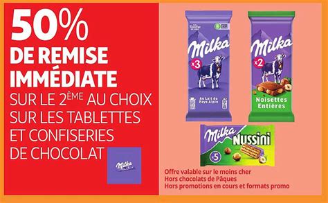 Promo Les Tablettes Et Confiseries De Chocolat Milka Chez Auchan