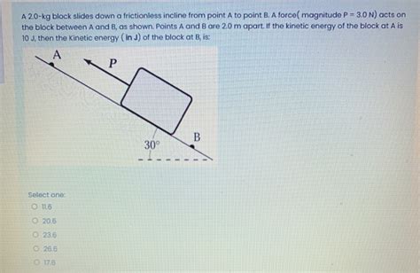Solved A 2 0 Kg Block Slides Down A Frictionless Incline Chegg