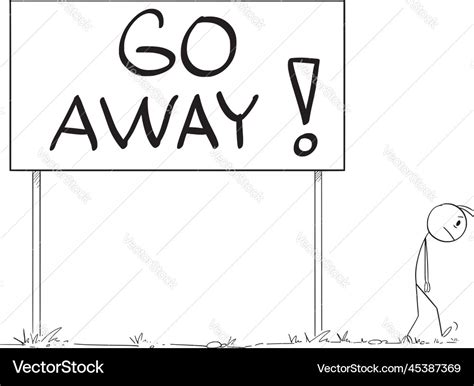 Person leaving go away sign cartoon stick figure Vector Image