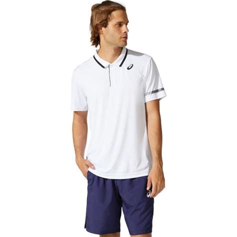 Asics Mens Court Polo Shirt Brilliant White Strung Out