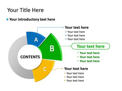 Powerpoint Slide Chart Doughnut D Multicolor Sections