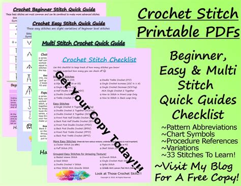 Crochet Stitch Quick Guides & Checklist Printable PDF - Etsy