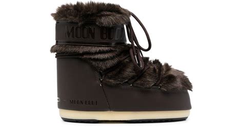 Moon Boot Icon Low Faux Fur Detail Boots In Brown Lyst UK