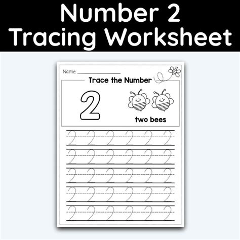 Number 2 Tracing - Number Tracing Worksheet 