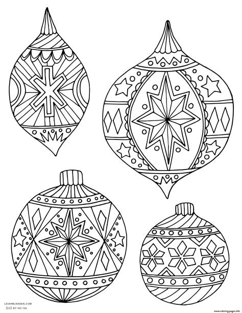 Adult Christmas Holiday Ornaments Coloring page Printable