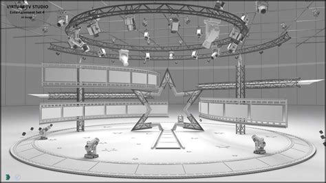 Virtual Tv Studio Entertainment 3d Model Set 4