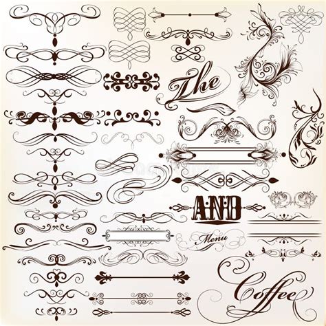 Set Of Vintage Calligraphic Design Elements And Vector Page Decorations