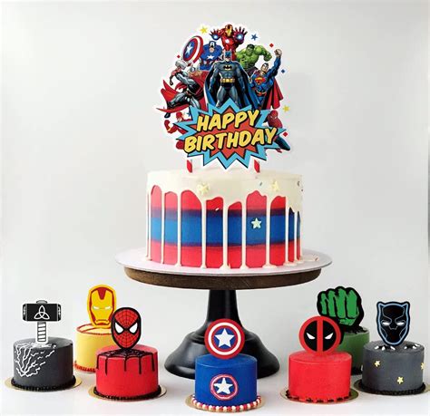 17 Toppers For Superhero Birthday Cake Toppers Cupcake Toppers Set Cake Decorations Party