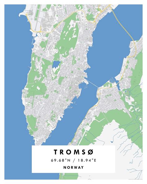 TROMSØ Map, City Poster, Norway, Tromsø Kart, Map of Tromso, Modern