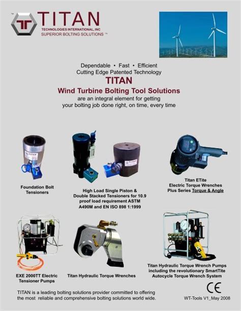 Titan Wind Turbine Bolting Tool Solutions Oil Service