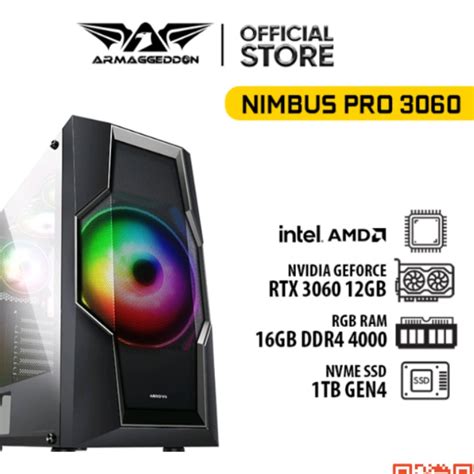 Armaggeddon Nimbus Pro 3060 Edition MATX Gaming PC Intel AMD Ryzen