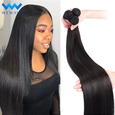 Brazilian Human Hair Weave Bundles 30 Inch Straight Natural Short Long