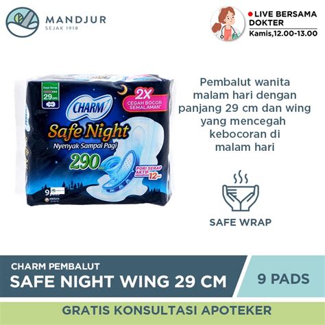 Jual Charm Pembalut Safe Night Cm Wing Pads Pembalut Malam Cm