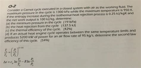 Solved Consider A Carnot Cycle Executed In A Closed System Chegg