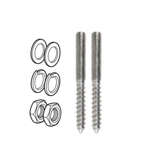 2x M12x120mm Timber Fixing Kit For Use With Face Mounted Spigots Not