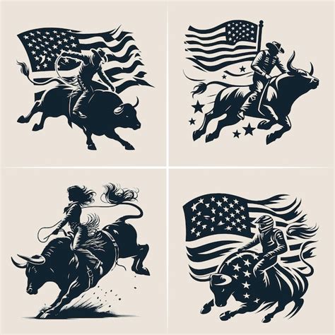 Premium Vector Vector Silhouettes Of A Rodeo Cowboy Riding A Bucking