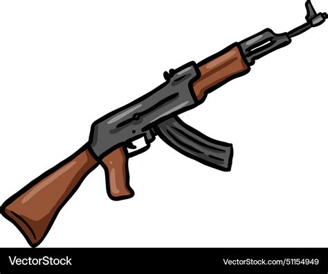 Ak 47 Hand Drawn Doodle Icon Royalty Free Vector Image