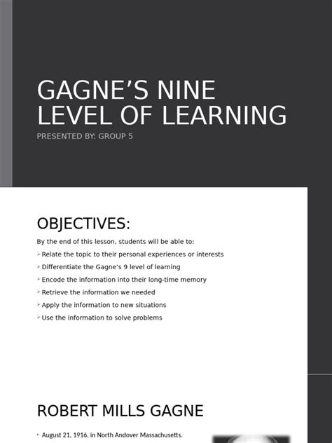 Gagnes Nine Level Of Learning Pdf