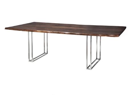 Tree Line Furniture Solid Wood Top Metal Base Dining Table Wayfair Canada