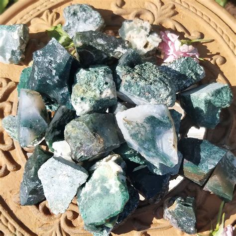 Moss Agate Raw Gemstone Natural Crystal Chunk Nugget Rough Etsy Uk