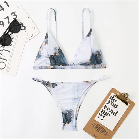 Tponi Swimsuits For Curvy Women Two Piece Sets Blue Bikini Clear S