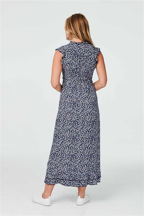 Ditsy Floral Frill Hem Maxi Dress Izabel London