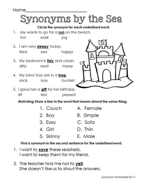 Synonyms Activities For Grade