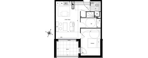 Plan appartement T2 de 45 00 m² neuf résidence Patio Nema au Le