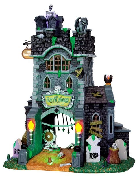 Lemax Spooky Town Halloween Exterior Lighted The Gatehouse At Hauted