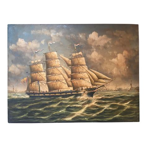 Galleon Ship Oil Painting | Chairish