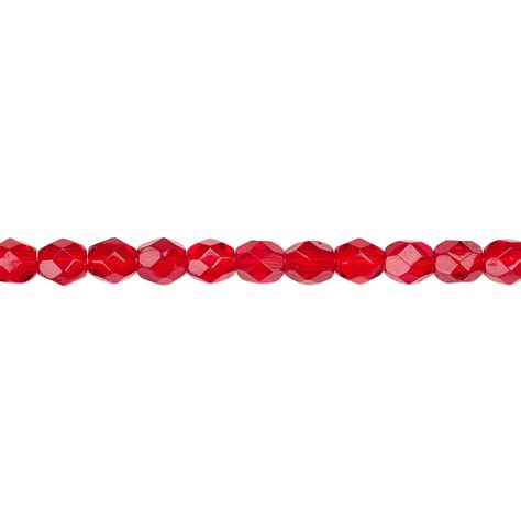 Bead Czech Fire Polished Glass Translucent Ruby Red Mm Faceted