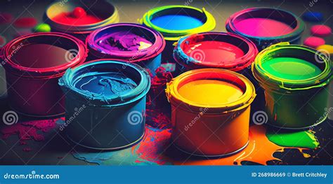 Colourful Open Paint Pots Stock Image Image Of Vivid 268986669